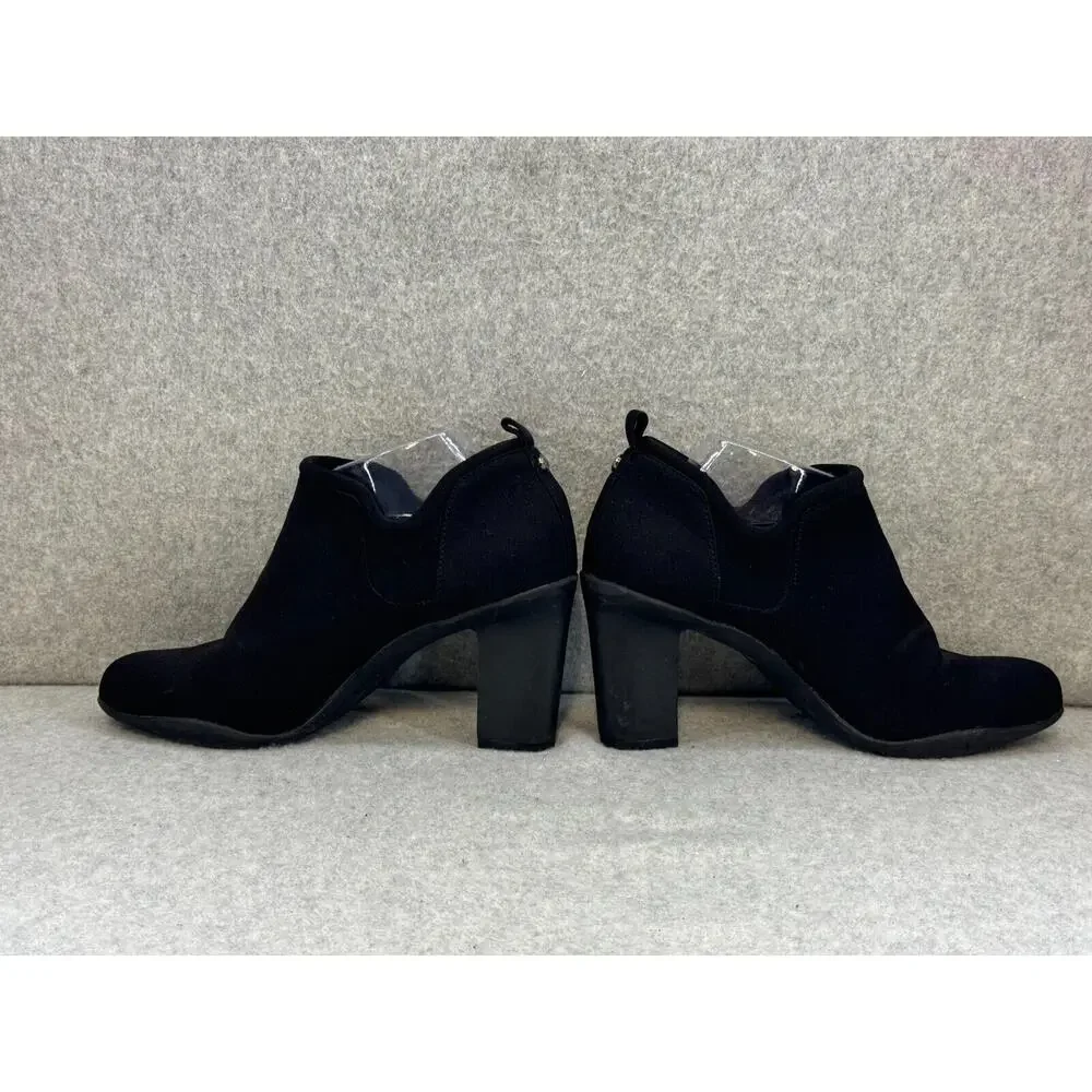 AK Anne Klein Sport Kerry - Black Round Toe PULL ON Ankle Bootie Heels - 10M
